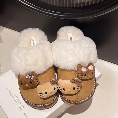 Snooze in Style: Adorable Hello Kitty Winter Plush Slippers for Cozy Home Vibes!