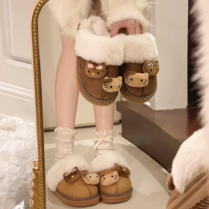 Snooze in Style: Adorable Hello Kitty Winter Plush Slippers for Cozy Home Vibes!